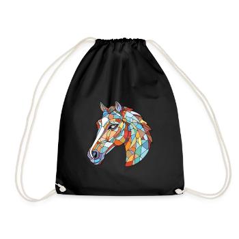 Pferd buntes Aquarell Tier Haustier Illustration - Turnbeutel - Schwarz - Vorne