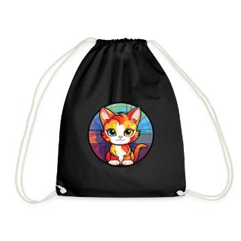 Chaton bébé chat coloré aquarelle Animal Cartoon - Sac de sport léger - noir - Devant