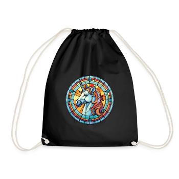 Einhorn bunte Aquarell Tier Illustration - Turnbeutel - Schwarz - Vorne