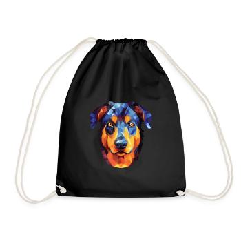 Beauceron Dog Breed Watercolor Glass Illustration - Drawstring Bag - black - Front