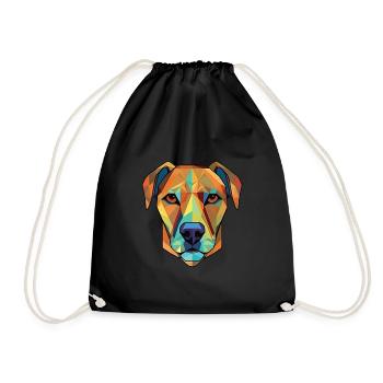Black Mouth Cur Dog Breed Watercolor Illustration - Drawstring Bag - black - Front