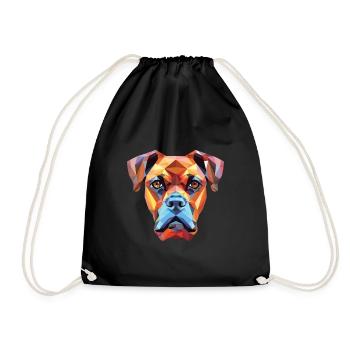 Boxer Hund Rasse Bunte Aquarell Illustration - Turnbeutel - Schwarz - Vorne