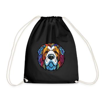 Caucasian Ovcharka Dog Breed Colorful Watercolor - Drawstring Bag - black - Front