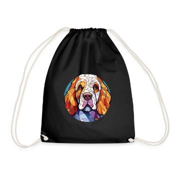 Clumber Spaniel Hunderasse Aquarell Illustration - Turnbeutel - Schwarz - Vorne