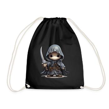 Cute Ghost with Dagger Fantasy Shirt - Drawstring Bag - black - Front