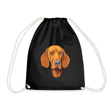 Hungarian Vizsla Dog Breed Cartoon Kawaii Illustra - Drawstring Bag - black - Front