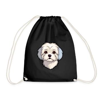 Chien maltais race Cartoon Kawaii Illustration - Sac de sport léger - noir - Devant