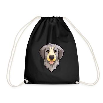 Middle Asian Ovtcharka Dog Breed Cartoon Kawaii Il - Drawstring Bag - black - Front