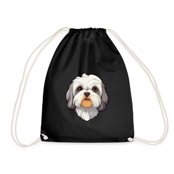 Maltais Shih Tzu Chien Race Cartoon Kawaii Illustra - Sac de sport léger - noir - Devant