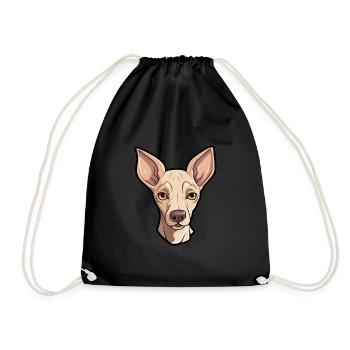 Mexican Hairless Dog Breed Cartoon Kawaii Illustra - Drawstring Bag - black - Front