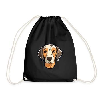 Leopard Cur Hund Rasse Cartoon Kawaii Illustration - Turnbeutel - Schwarz - Vorne