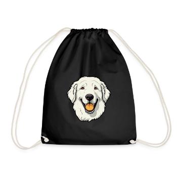 Kuvasz chien race dessin animé kawaii illustration - Sac de sport léger - noir - Devant