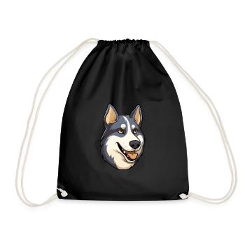 Labrador Husky Hunderasse Cartoon Kawaii Illustrati - Turnbeutel - Schwarz - Vorne