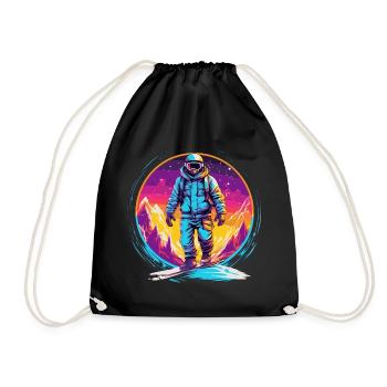 Snowboarding or skiing and then après ski - Drawstring Bag - black - Front