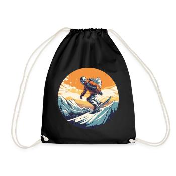 Snowboarding or skiing and then après ski - Drawstring Bag - black - Front