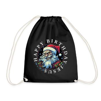Ugly Christmas Happy Birthday Jesus Weihnachten - Drawstring Bag - black - Front