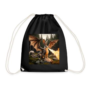 Fire Breathing Bunny Dragon #16 - Drawstring Bag - black - Front