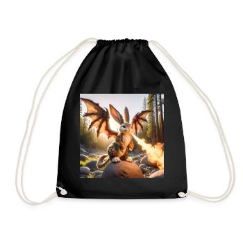 Feuerspeiender Hase Drache #12 - Turnbeutel - Schwarz - Vorne