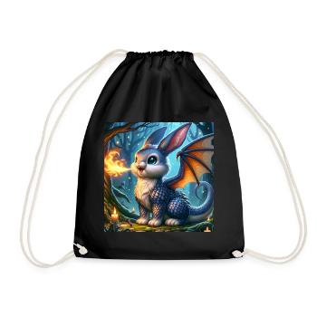 Fire Breathing Bunny Dragon #02 - Drawstring Bag - black - Front