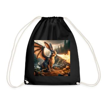 Dragon lapin cracheur de feu #14 - Sac de sport léger - noir - Devant
