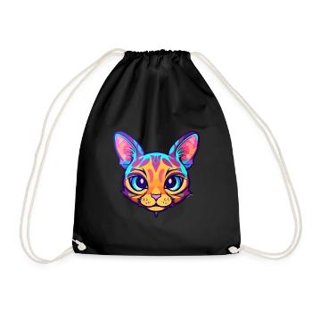 Havanna Braune Katze Rasse Aquarell Karikatur Kawaii - Turnbeutel - Schwarz - Vorne