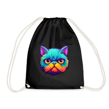 Chat exotique à poil court aquarelle dessin animé Kawaii - Sac de sport léger - noir - Devant