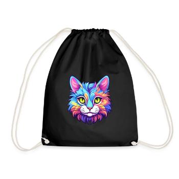 Kurilian Bobtail Katze Aquarell Cartoon Kawaii - Turnbeutel - Schwarz - Vorne