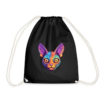 Somali Kurzhaar Katze Aquarell Cartoon Kawaii - Turnbeutel - Schwarz - Vorne