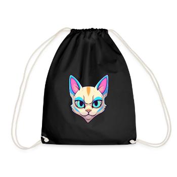 Tonkinois chat race aquarelle dessin animé kawaii animal de compagnie - Sac de sport léger - noir - Devant