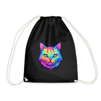 Schottische gerade Katze Aquarell Karikatur Kawaii - Turnbeutel - Schwarz - Vorne
