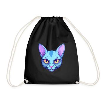 Chat bleu russe race aquarelle dessin animé Kawaii - Sac de sport léger - noir - Devant