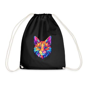 Race de chat somalien aquarelle dessin animé Kawaii animal de compagnie - Sac de sport léger - noir - Devant