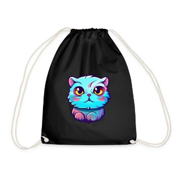 Scottish Fold Cat Breed aquarelle Cartoon Kawaii - Sac de sport léger - noir - Devant