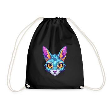Javanische Katze Rasse Aquarell Karikatur Kawaii Haustier - Turnbeutel - Schwarz - Vorne