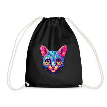 Burmilla Cat Breed Watercolor Cartoon Kawaii Pet - Drawstring Bag - black - Front