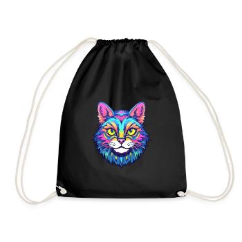 Highlander Katze Rasse Aquarell Karikatur Kawaii Haustier - Turnbeutel - Schwarz - Vorne