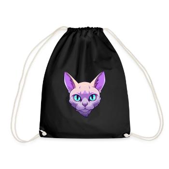 Europäische burmesische Katze Aquarell Karikatur Kawaii - Turnbeutel - Schwarz - Vorne