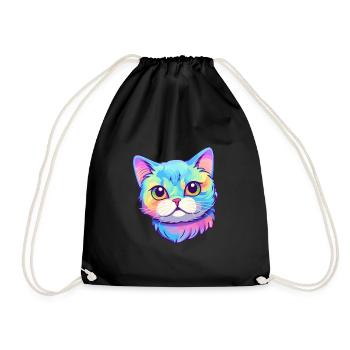 Brasilianische Kurzhaarkatze Aquarell Karikatur Kawaii - Turnbeutel - Schwarz - Vorne