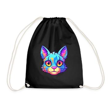 Chat polydactyle américain aquarelle dessin animé Kawaii - Sac de sport léger - noir - Devant