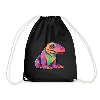 Komodo Dragon Aquarelle Colorée Dessin Animé Kawaii A - Sac de sport léger - noir - Devant