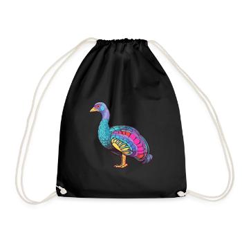 Pintade colorée aquarelle dessin animé Kawaii Ani - Sac de sport léger - noir - Devant