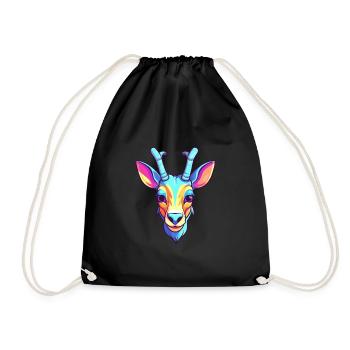 Antilope Aquarelle Colorée Dessin Animé Kawaii Animal - Sac de sport léger - noir - Devant