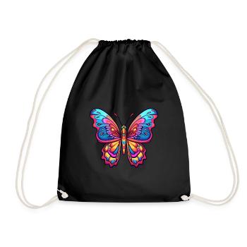 Schmetterling Bunte Aquarell-Karikatur Kawaii Anima - Turnbeutel - Schwarz - Vorne