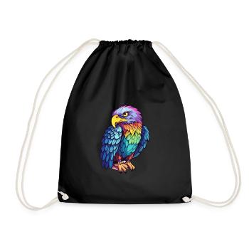 Adler Buntes Aquarell Cartoon Kawaii Tier - Turnbeutel - Schwarz - Vorne