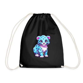 Léopard des neiges Aquarelle colorée Dessin animé Kawaii An - Sac de sport léger - noir - Devant