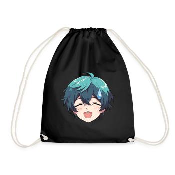 Nervous Anime Face Emoji - Anime Shirt - Drawstring Bag - black - Front