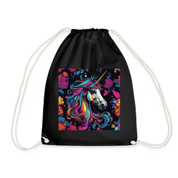 Fantasy Einhorn Pop Art - Turnbeutel - Schwarz - Vorne
