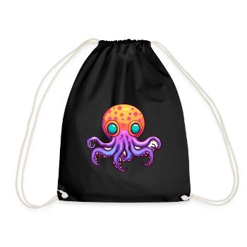 Oktopus Buntes Aquarell Cartoon Kawaii Tier - Turnbeutel - Schwarz - Vorne