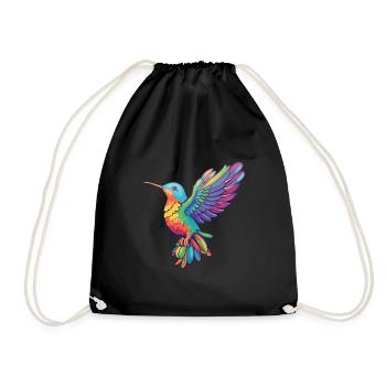 Colibri Aquarelle Colorée Dessin Animé Kawaii Ani - Sac de sport léger - noir - Devant