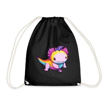 Axolotl Aquarelle Colorée Dessin Animé Kawaii Animal - Sac de sport léger - noir - Devant